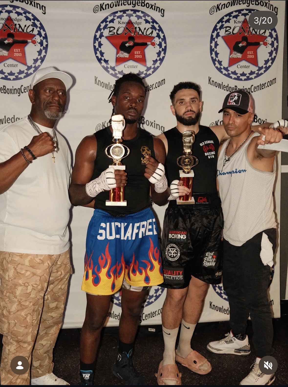 Lions Den winners with first-place trophies
